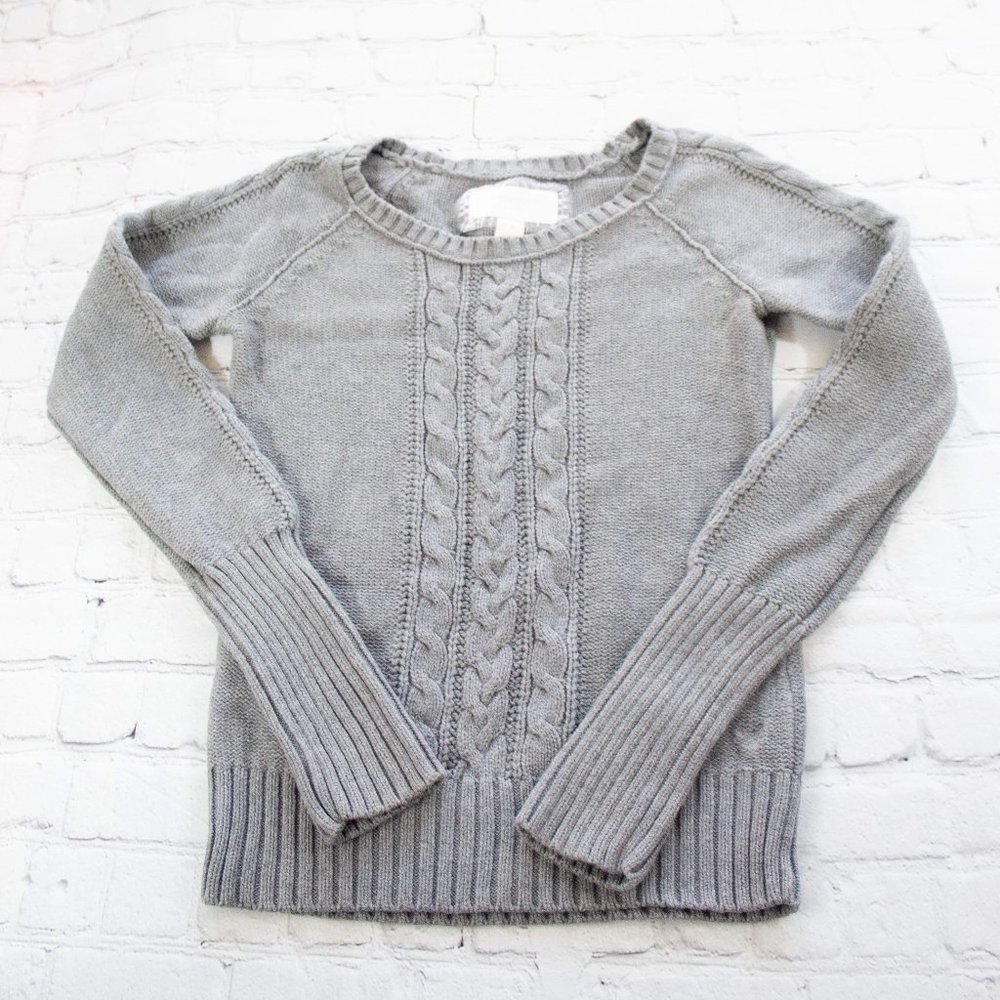 American Eagle Grey Cable Knit Sweater
